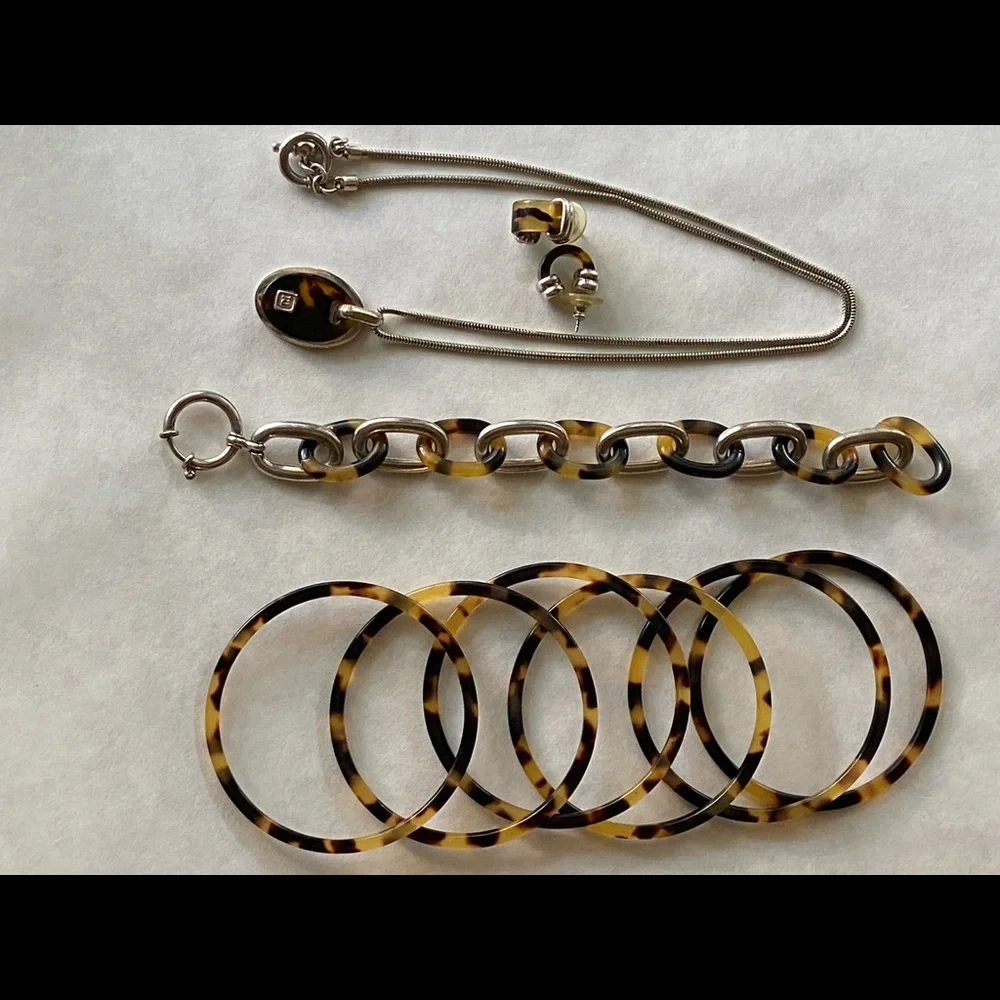 Ralph Lauren Jewelry. Vintage Silver Faux Tortoise Collection. Neck ear, wrist - Picture 5 of 9